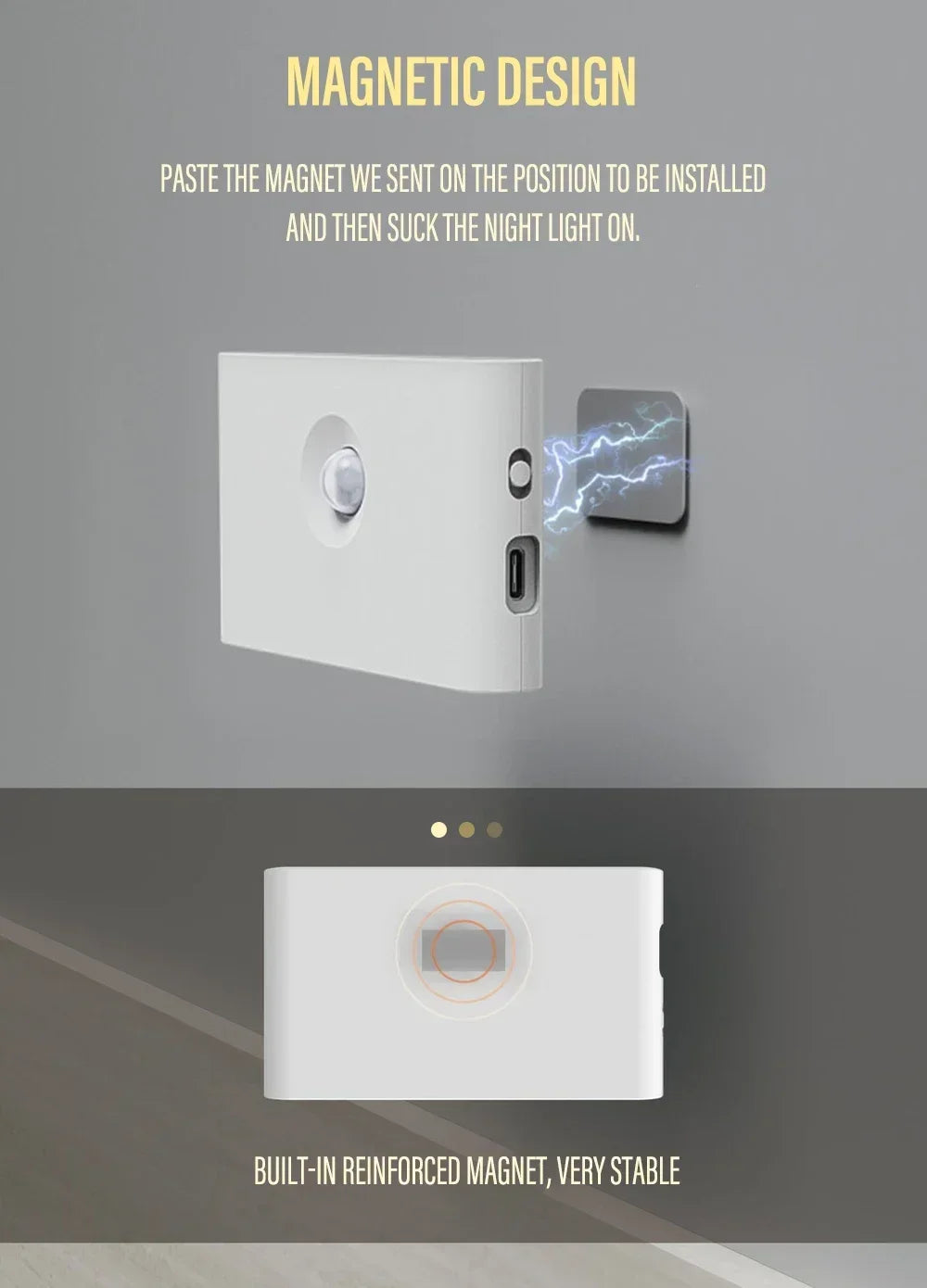Mini Motion Sensor Night Light | Wireless USB Rechargeable LED Wall Light for Bedroom, Hallway & Cabinet