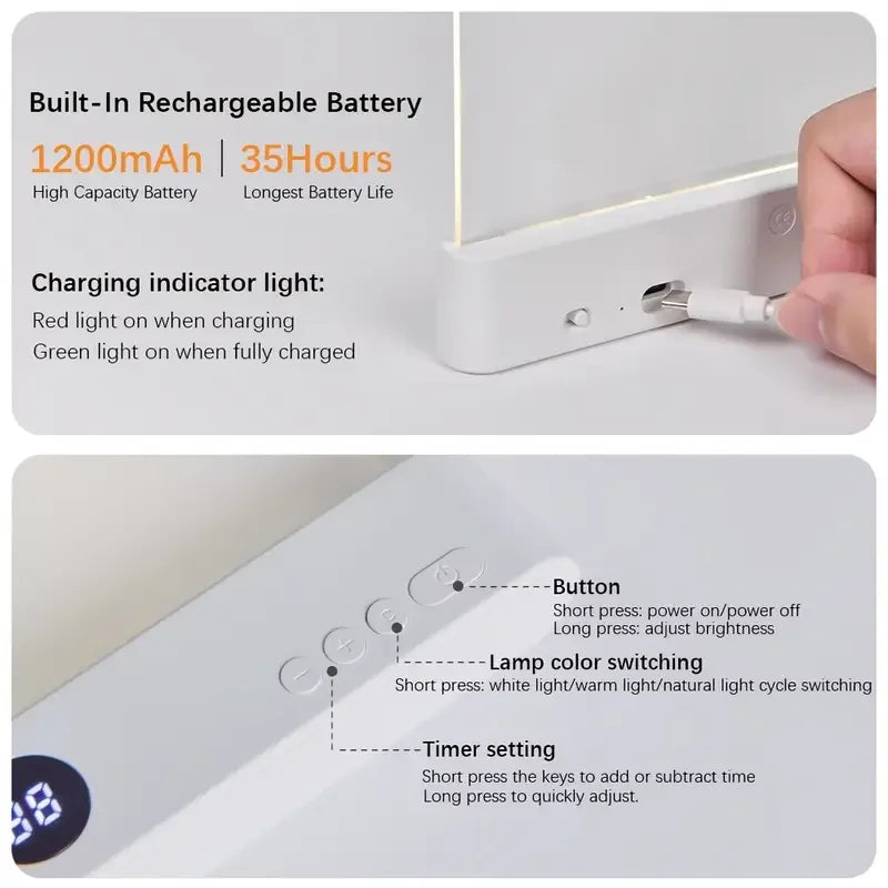 LED Flat Panel Night Vision Reading Light Eye Protection Reading Light Usb Charging Student Night Reading Lamp Book Lamp Indoor