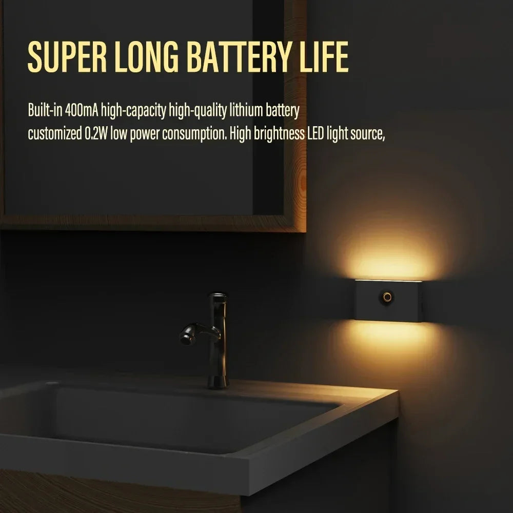 Mini Motion Sensor Night Light | Wireless USB Rechargeable LED Wall Light for Bedroom, Hallway & Cabinet