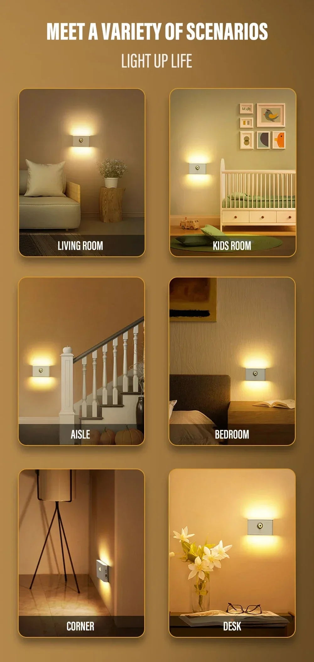 Mini Motion Sensor Night Light | Wireless USB Rechargeable LED Wall Light for Bedroom, Hallway & Cabinet
