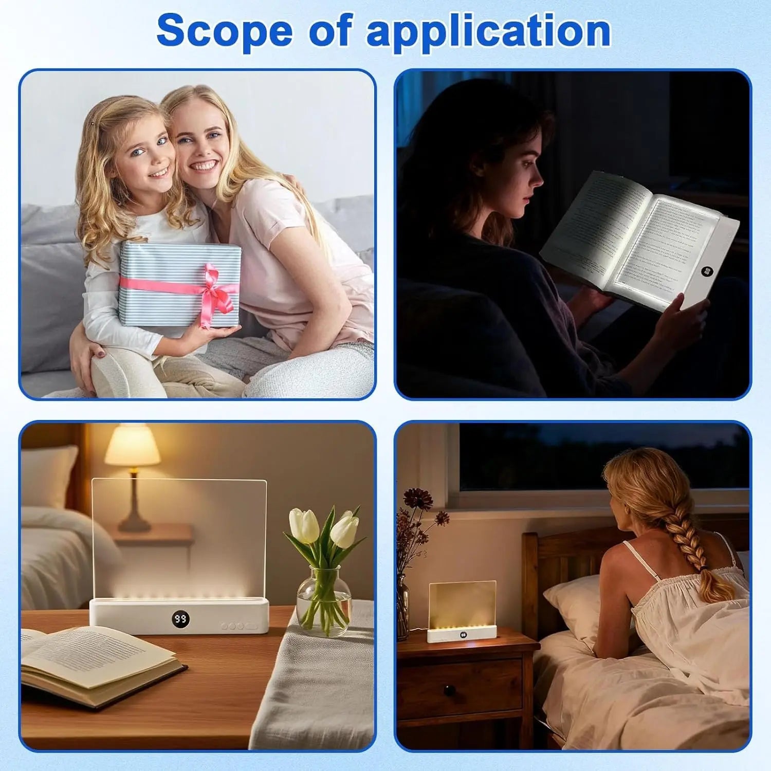LED Flat Panel Night Vision Reading Light Eye Protection Reading Light Usb Charging Student Night Reading Lamp Book Lamp Indoor