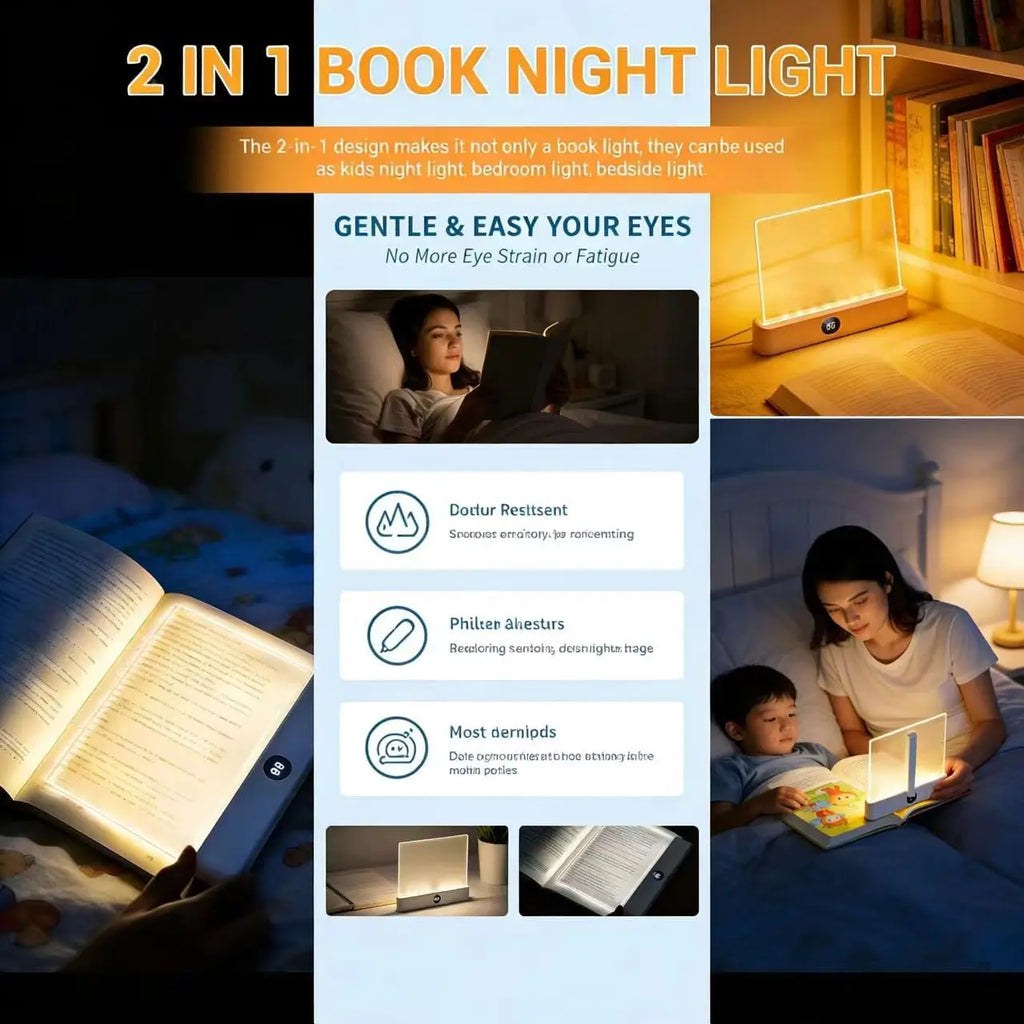 LED Flat Panel Night Vision Reading Light Eye Protection Reading Light Usb Charging Student Night Reading Lamp Book Lamp Indoor